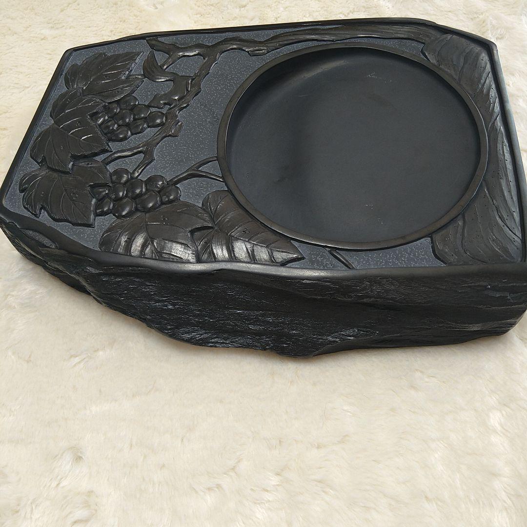 希少 硯 雄勝硯 雄浦 葡萄樹彫刻 6.1kg 書道道具