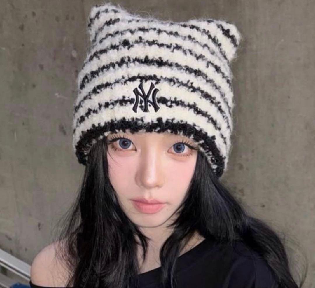 韓国 MLB korea 猫耳 ニット帽 新品未使用 - メルカリ