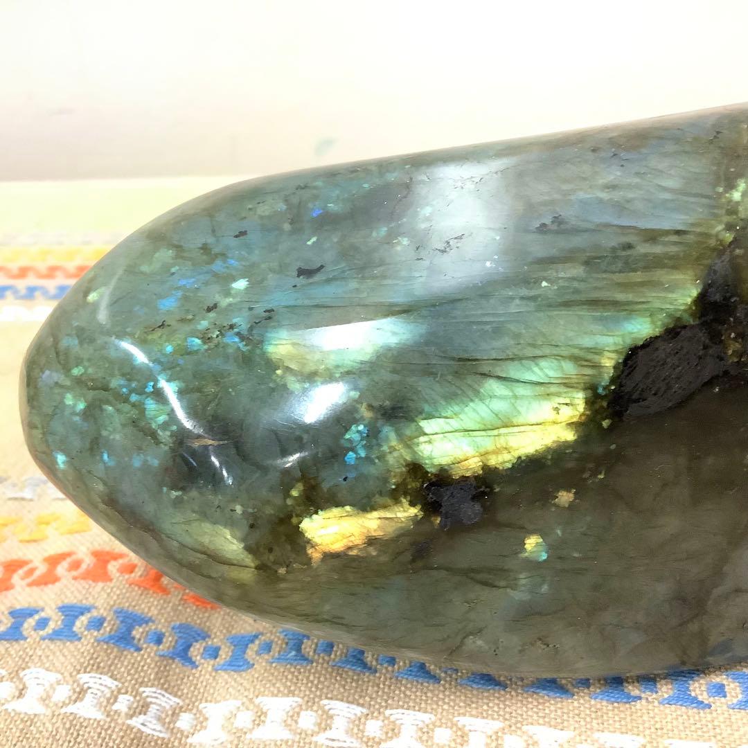 前世の記憶、魂の学び】特大サイズ！天然石 ラブラドライト 原石置き物