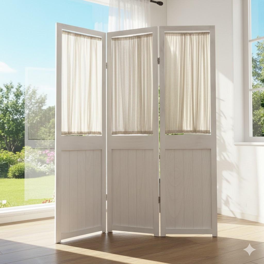 【新品・未使用】　シャビーウッドファニチャー　パーテーション　3連　完成品