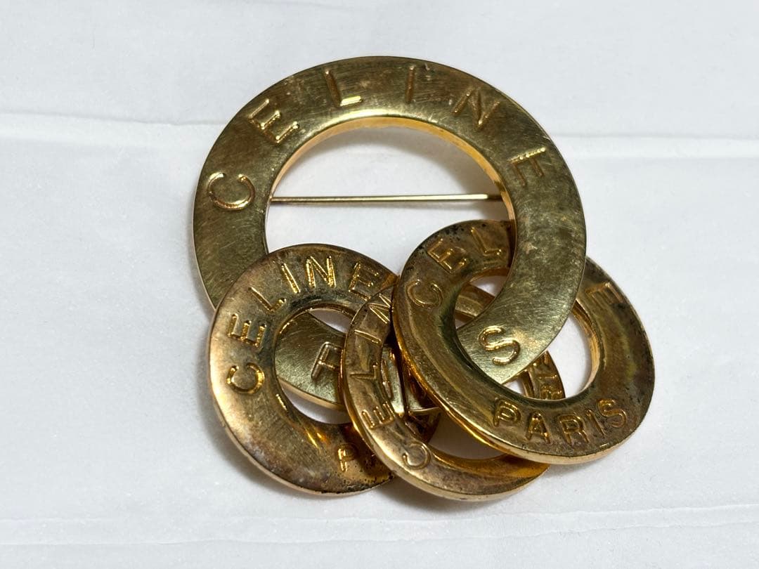 CELINEセリーヌ ブローチ サークルロゴ ゴールド フランス製