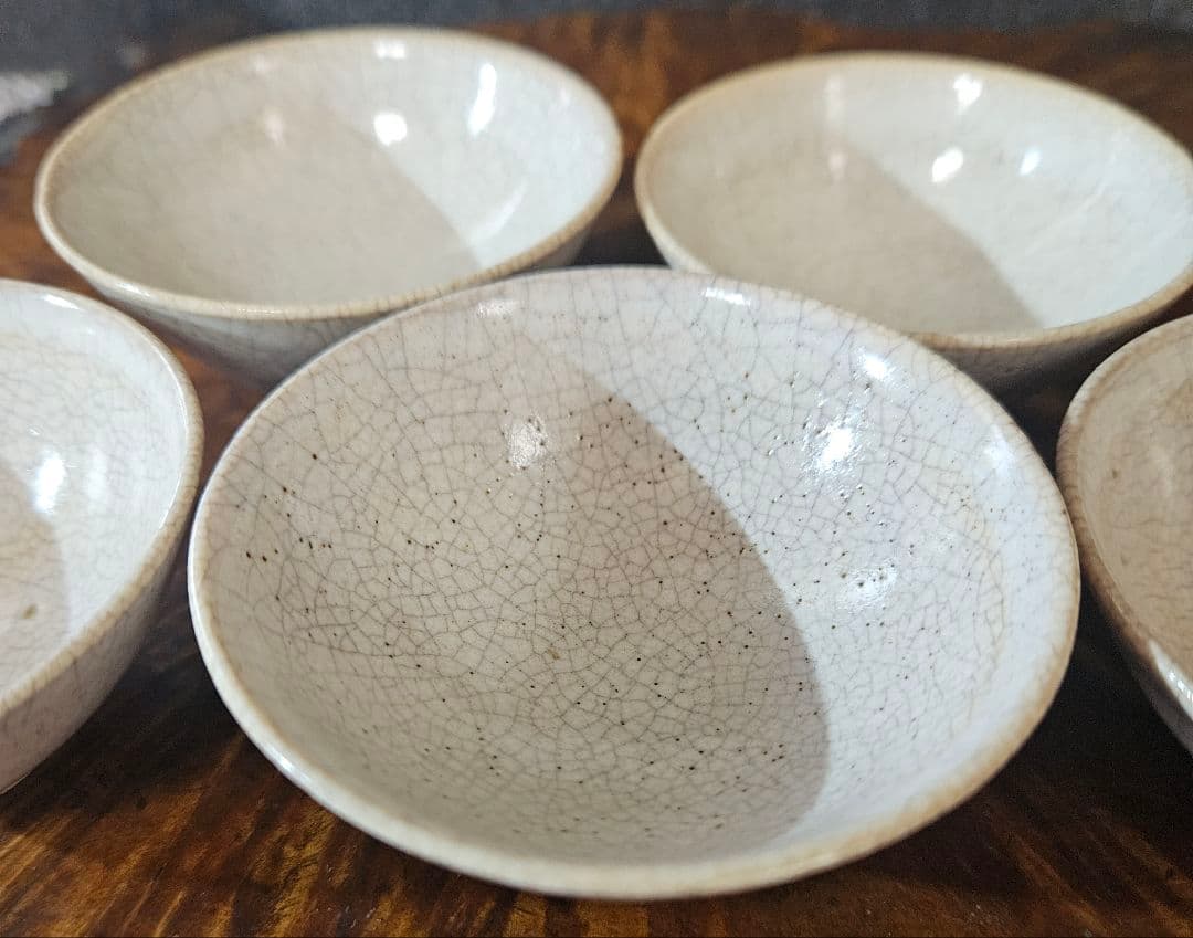 江戸時代末期　古萩　萩焼　煎茶茶碗　煎茶道具　ぐい呑　酒杯　酒器　5客　無傷！