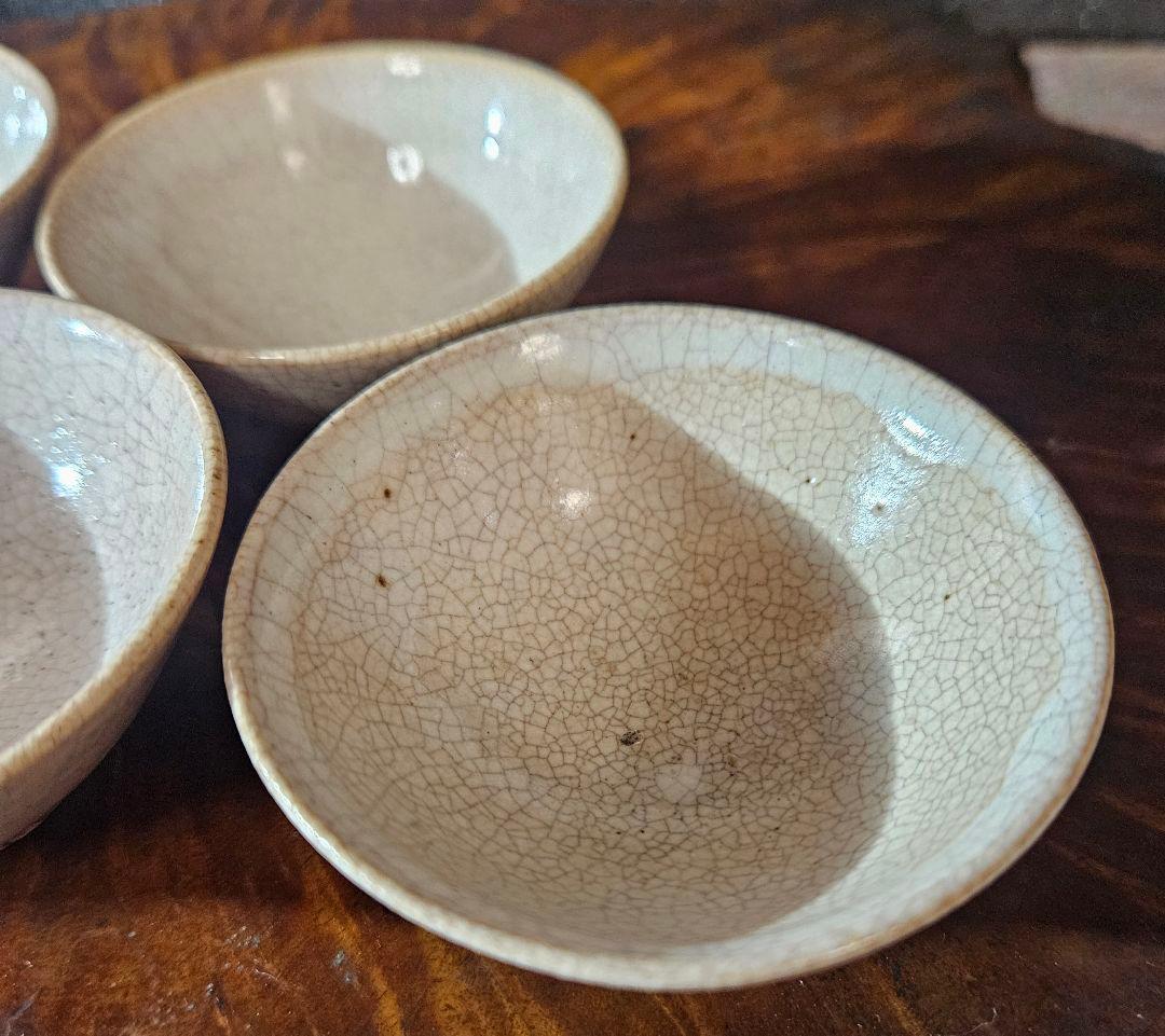 江戸時代末期　古萩　萩焼　煎茶茶碗　煎茶道具　ぐい呑　酒杯　酒器　5客　無傷！