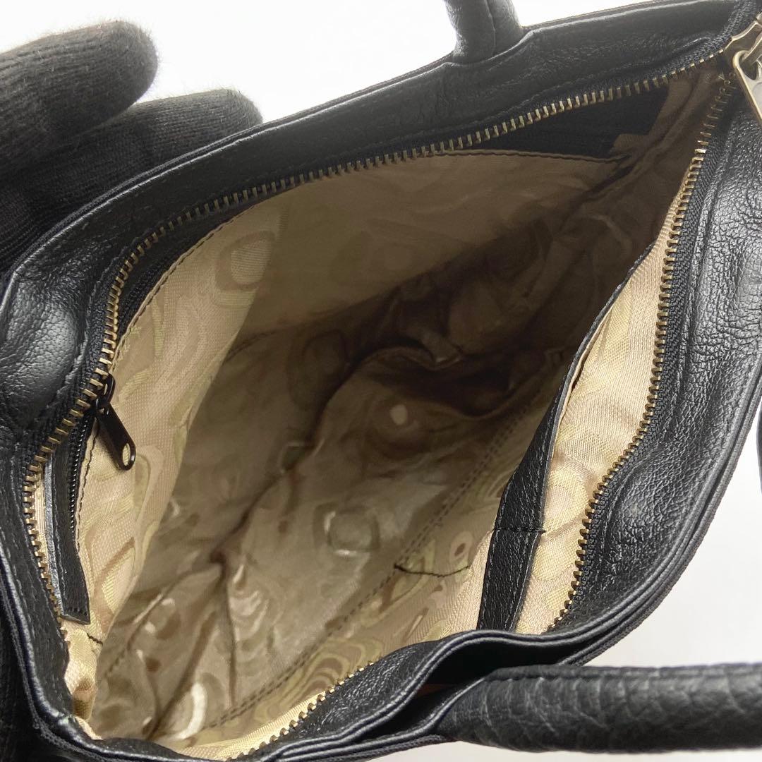 極美品　IBIZA イビサ　ゾウ　ハンドバッグ　ナイロン　レザー　ブラック