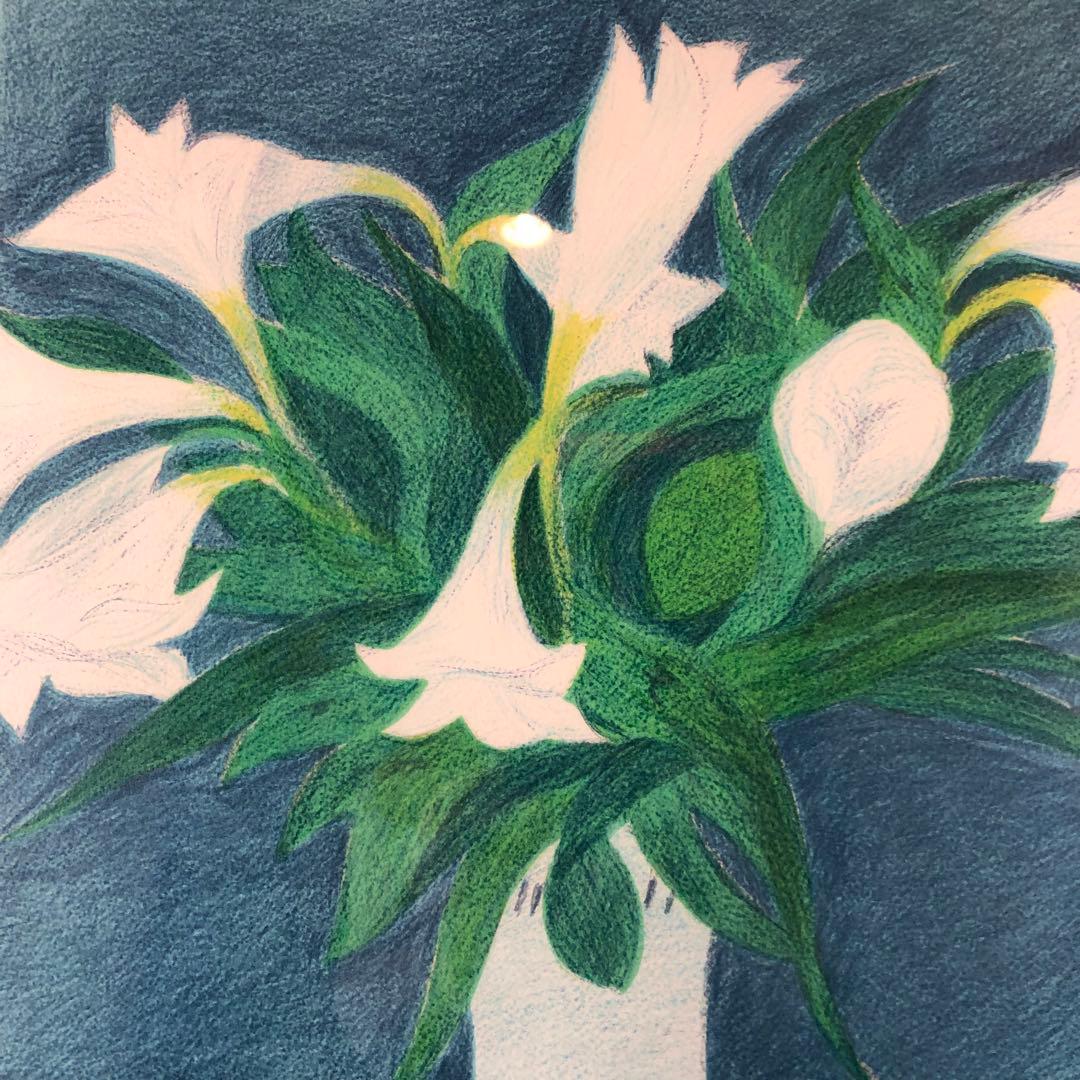 ボンコンパン 「百合の花束」 リトグラフ 作家直筆サイン入り 額縁付