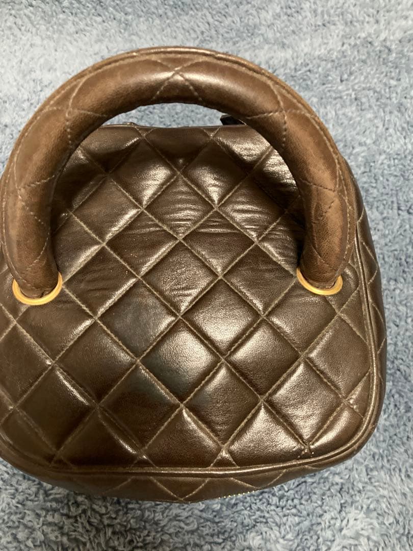ビンテージ シャネル バニティ ブラウンレザー キルティングバッグ