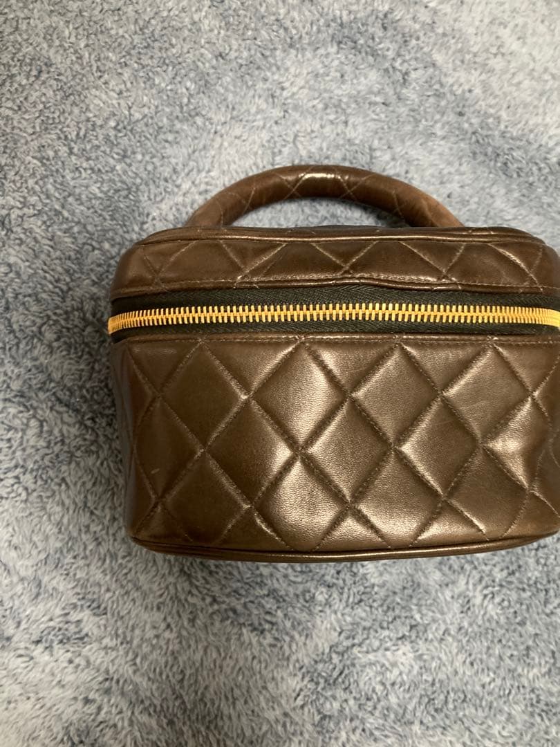 ビンテージ シャネル バニティ ブラウンレザー キルティングバッグ