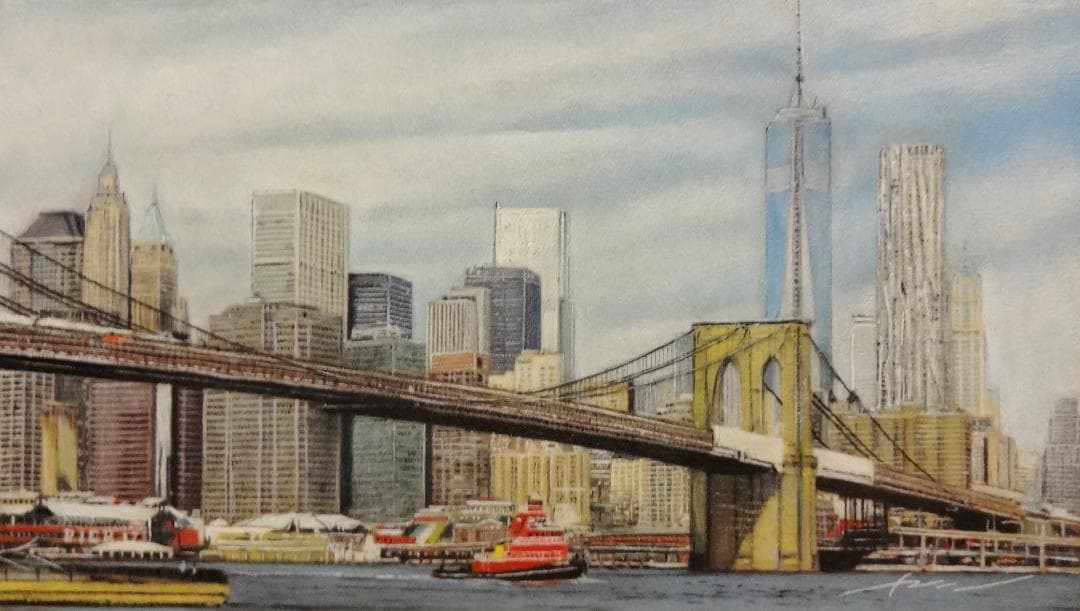 上鈴木正一 油彩画 M4号『ブルックリン橋』なおちゃんなお様のご予約作品です。