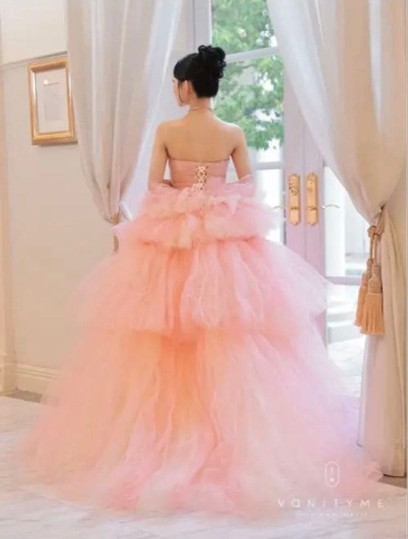 ピンク チュールドレス フリル付き