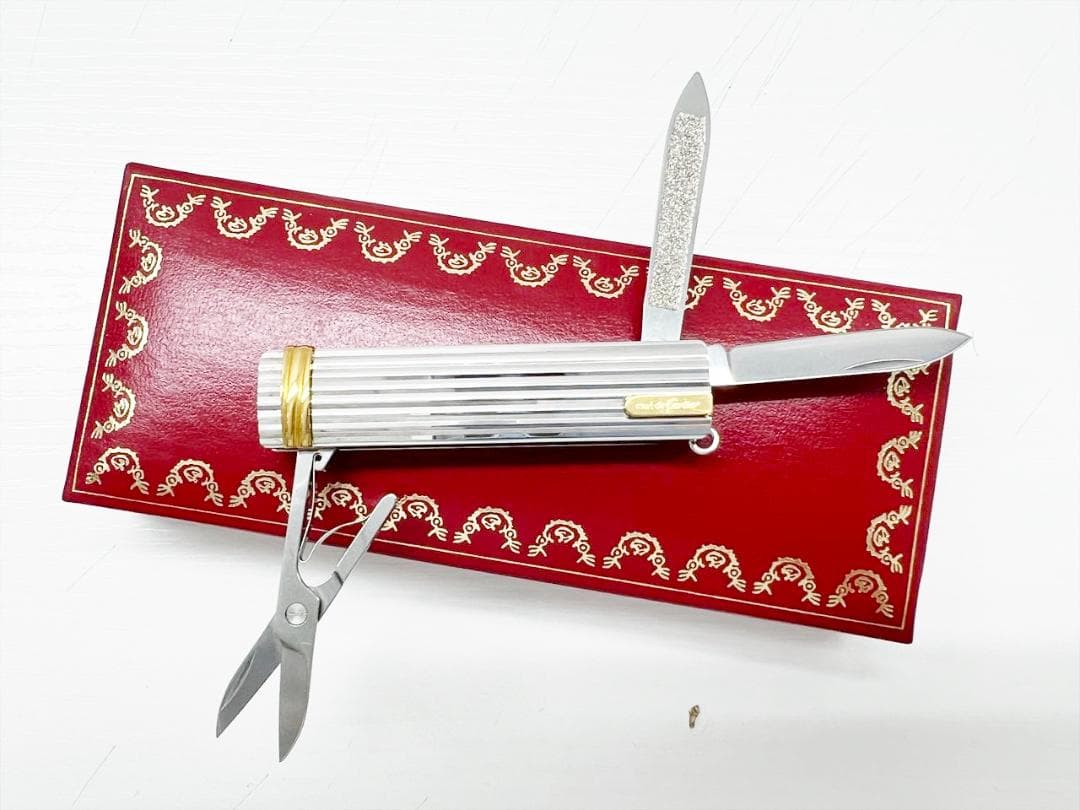 レア美品カルティエトリニティ マルチツールナイフシルバーゴールド
