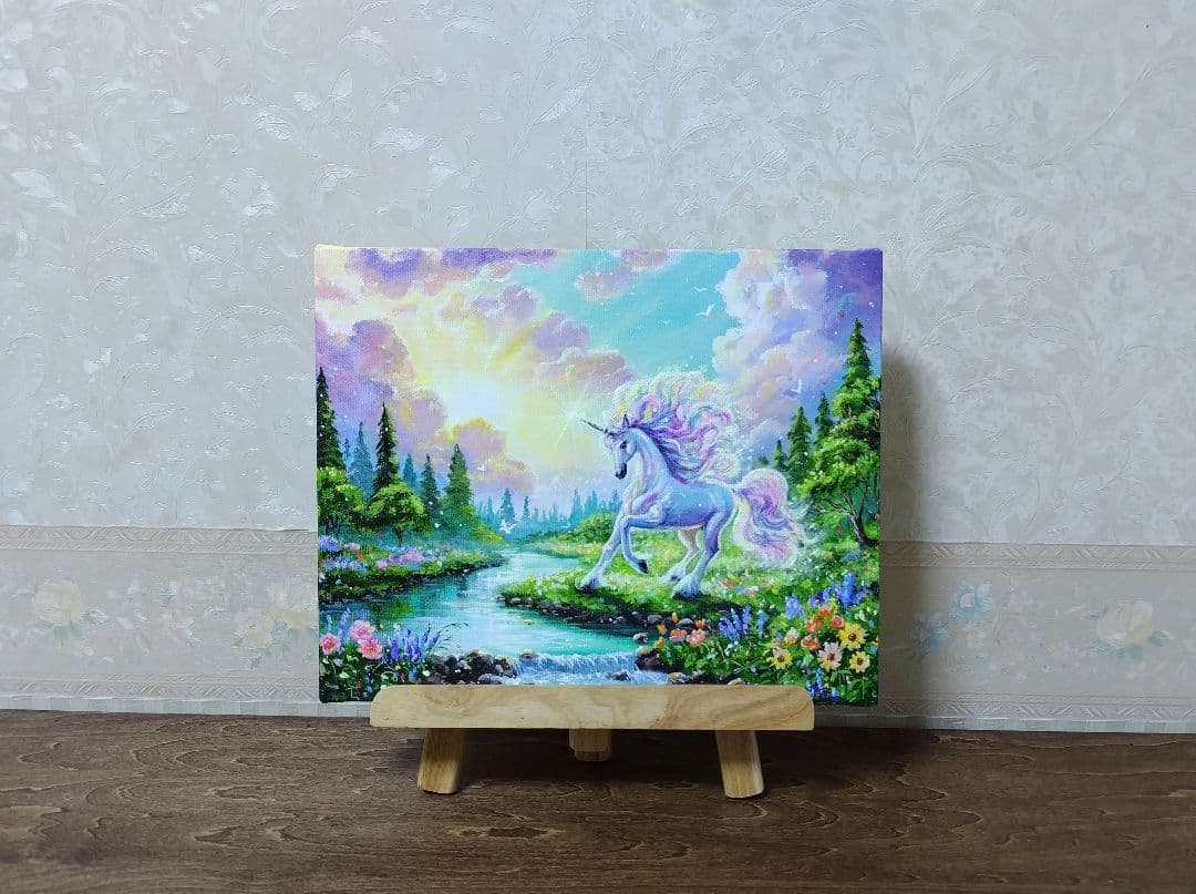 琥*ん様 【ユニコーン】アクリル画 F3 風景画 絵画