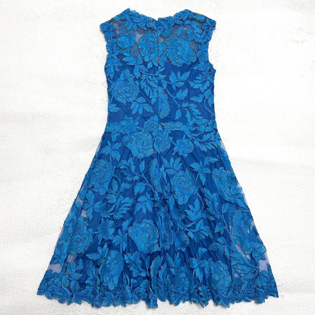 TADASHI SHOJI 総レース 刺繍 Aライン ドレス ワンピース 8 青 - メルカリ