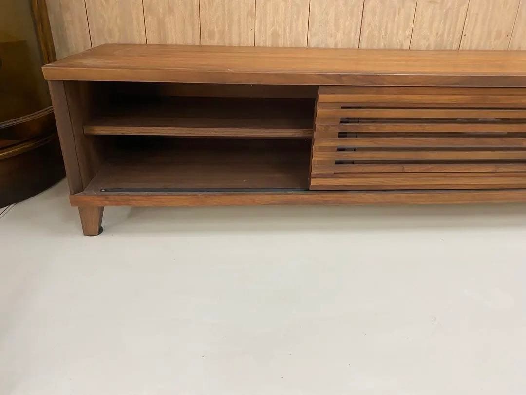 美品】テレビボード 無垢 一枚板 ウッド調 スラットデザイン テレビ台