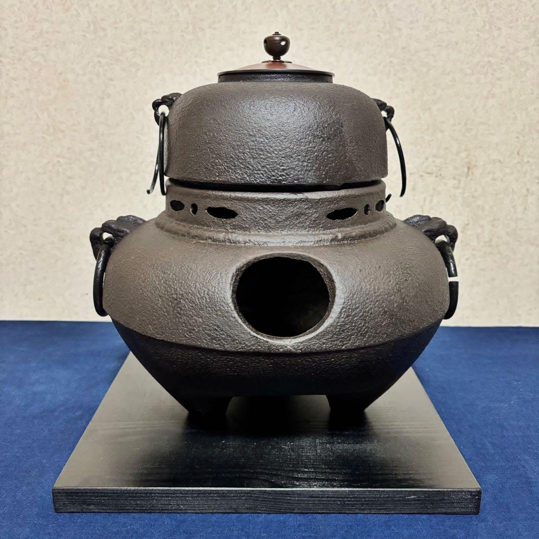風炉/茶釜/電熱器/鬼面風炉釜/野々田製電熱器/敷板/茶道具/お点前道具