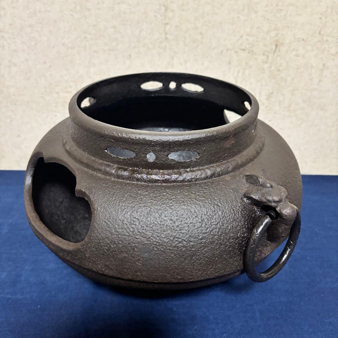 風炉/茶釜/電熱器/鬼面風炉釜/野々田製電熱器/敷板/茶道具/お点前道具