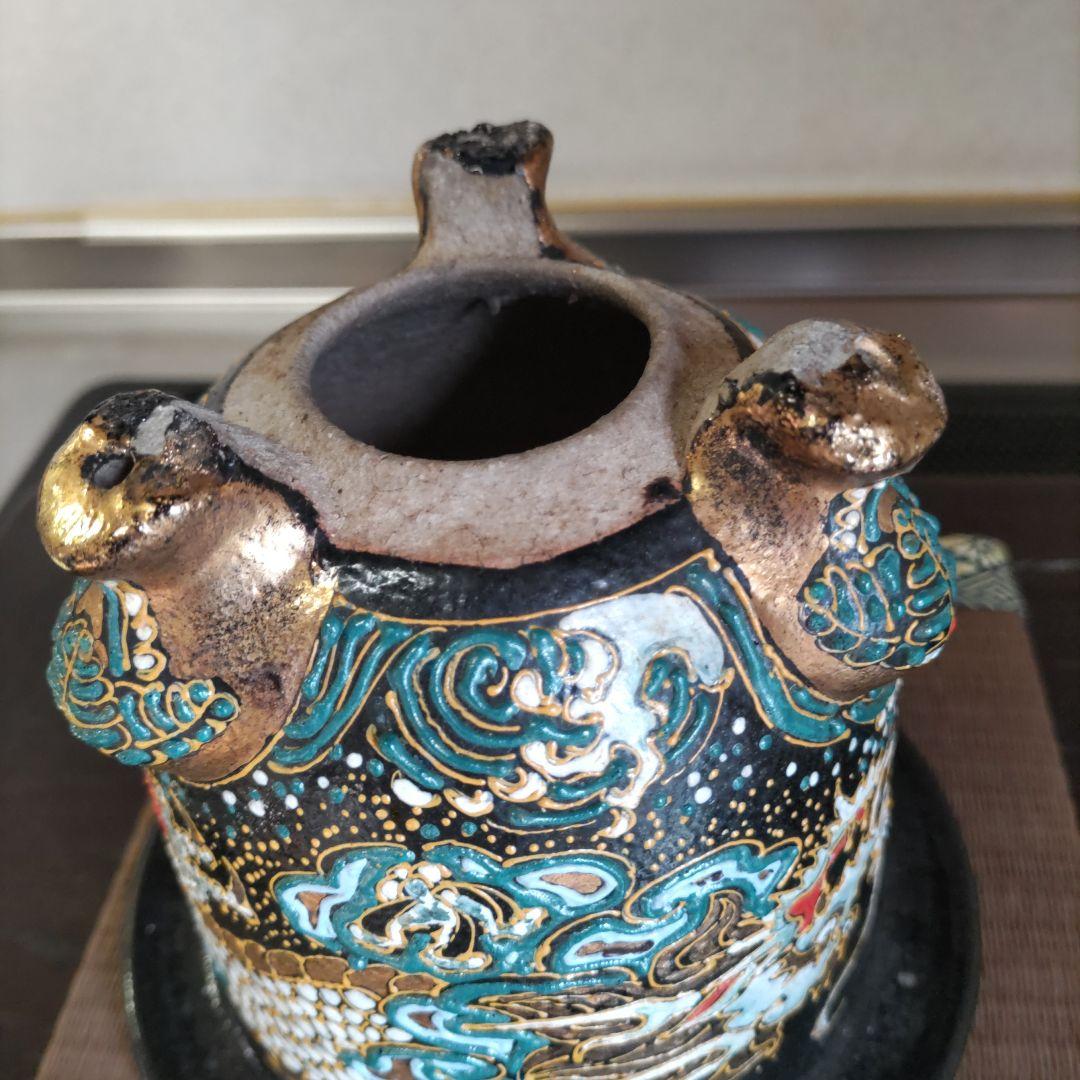 万年青鉢、 金彩龍図 、蘭鉢 、盆栽鉢 植木鉢、 東洋ラン 鉢、時代物