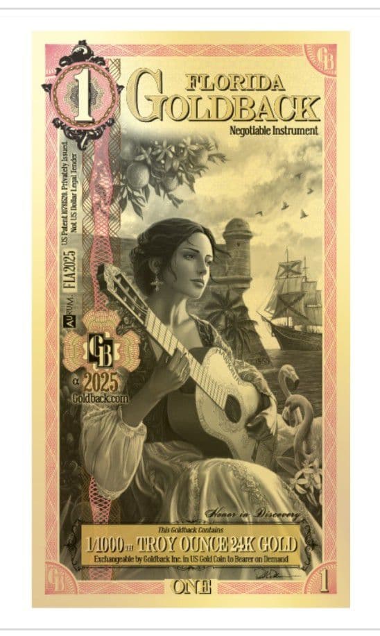 トランプ純金、紅鮭純金、フロリダGOLDBACK1、3枚セット