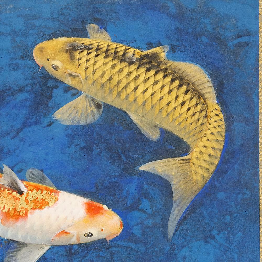 掛軸 横幅 山下関城「游鯉」共箱 山元春挙・高橋秋華に師事