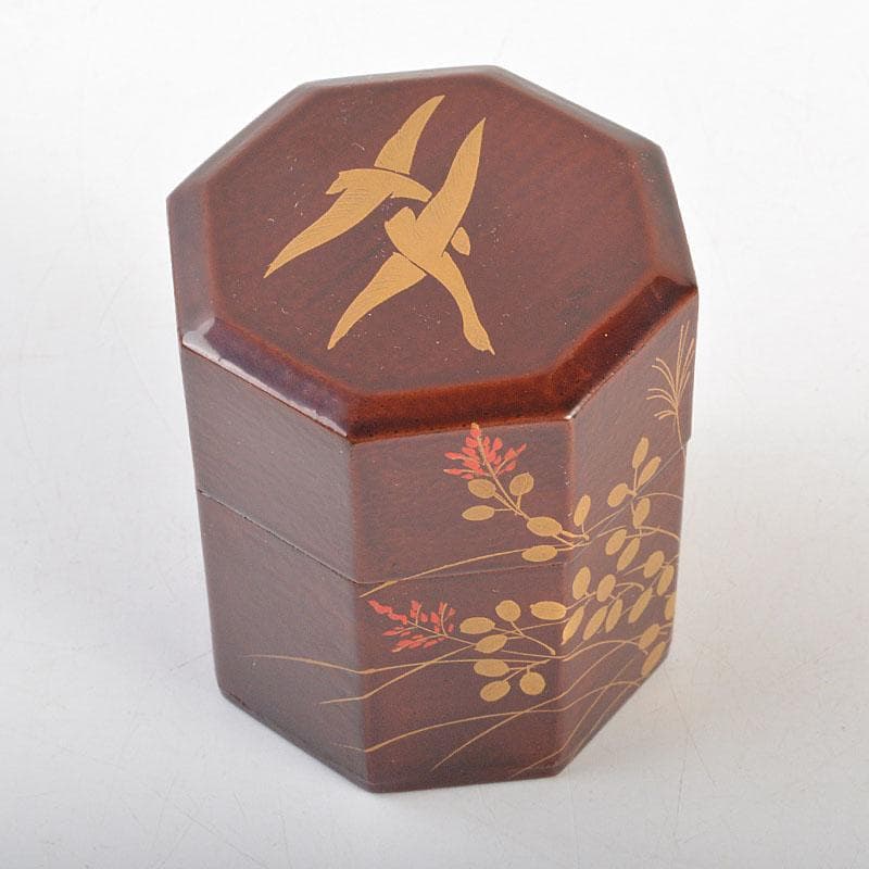 茶道具　道場宗廣作　宗観好　二季鳥茶入　共箱　V　6740