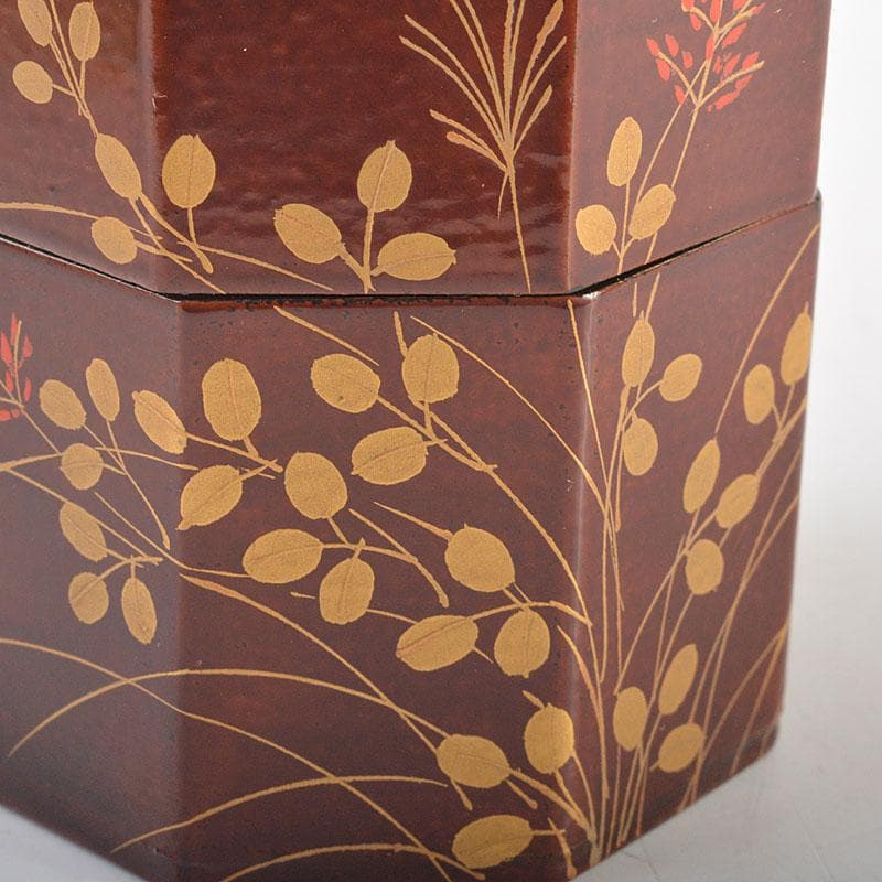 茶道具　道場宗廣作　宗観好　二季鳥茶入　共箱　V　6740