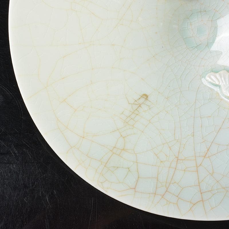 中国 影青 貼魚氷裂文鉢 茶碗 C R6494