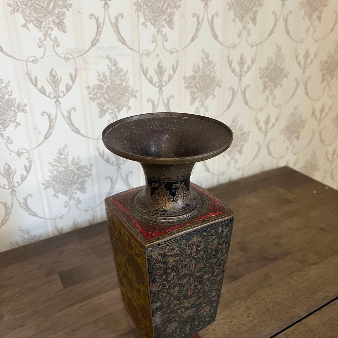 アンティーク】真鍮製？ 花瓶 花器 花入 オブジェ 古道具 古美術 骨董