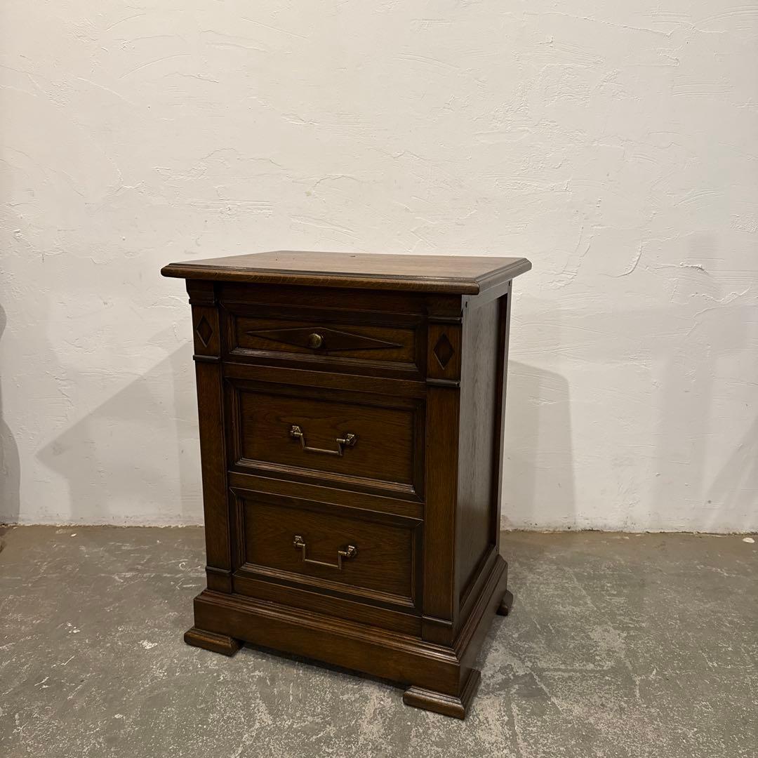 ヴィンテージ 木製サイドテーブル 3段引き出し付き