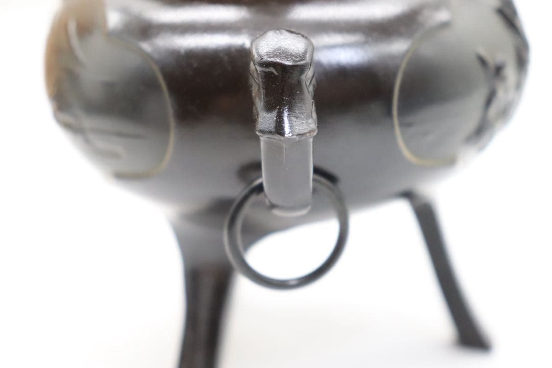 銅製　獅子摘み香炉　共箱　茶道具　送料込み250926