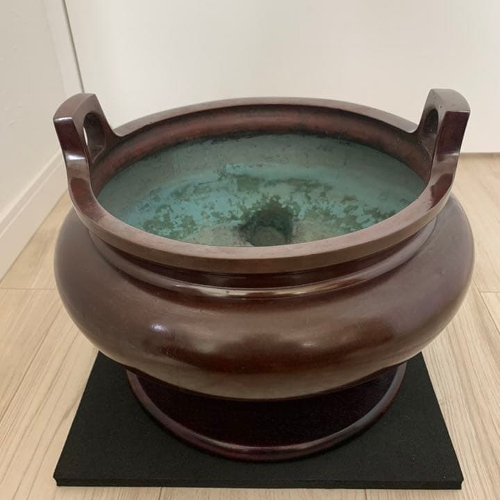 品格のある 喜龍堂造 㐂龍堂 紫銅 宣徳瓶掛 火鉢 金