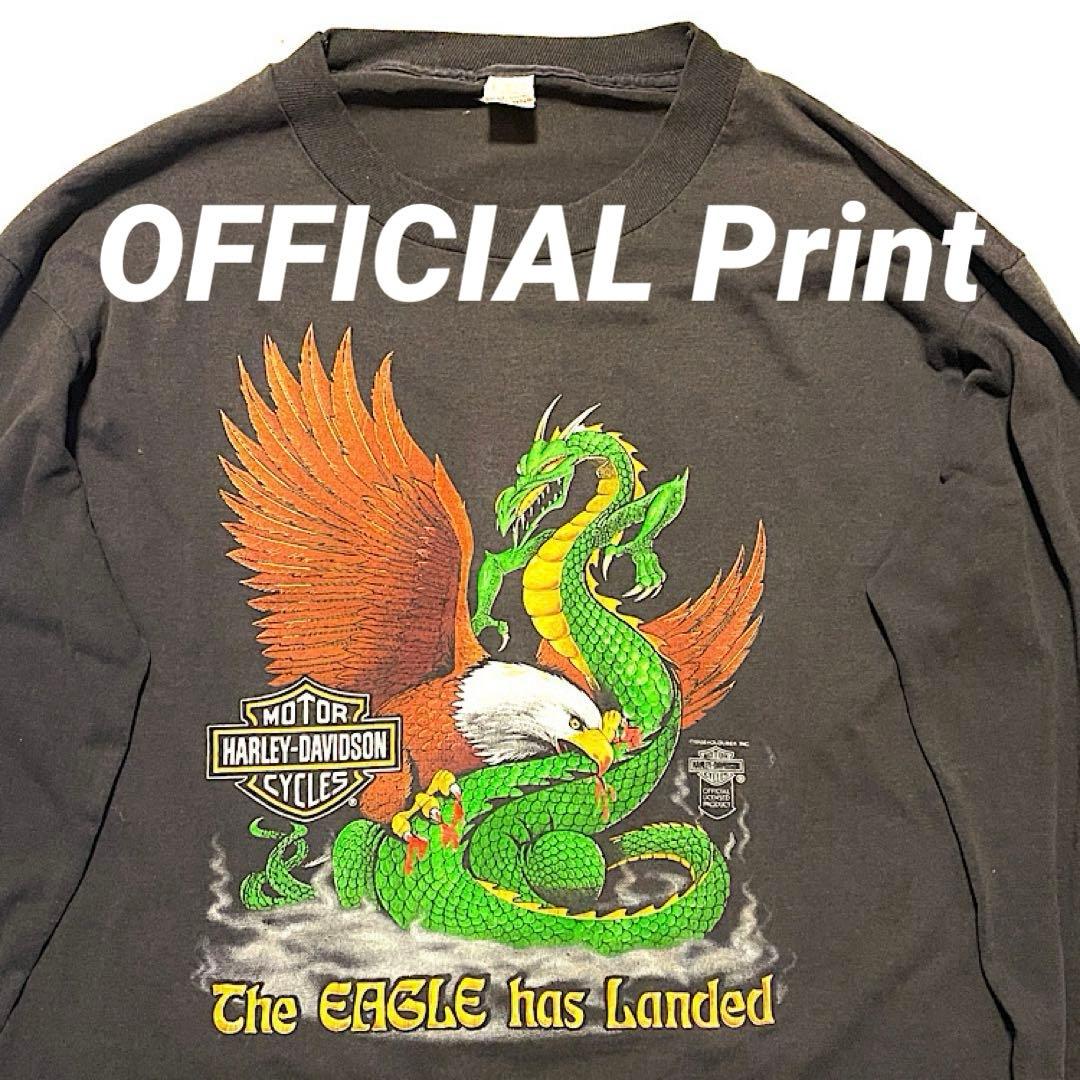 激レア 80s ハーレーダビッドソン ビンテージ ロンTシャツ ドラゴン