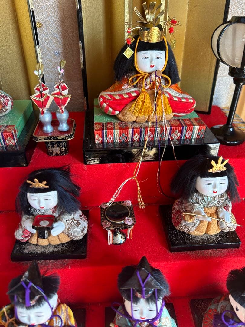 超希少　雛人形　木目込十五人飾り　ガラスケース5段飾り　お雛様　古いひな人形