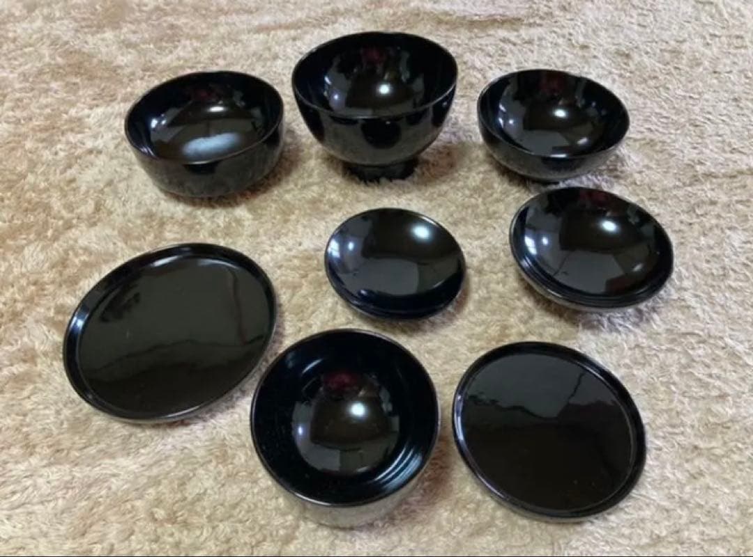 【美品】輪島塗　会席本膳　椀五客　四脚膳　惣黒