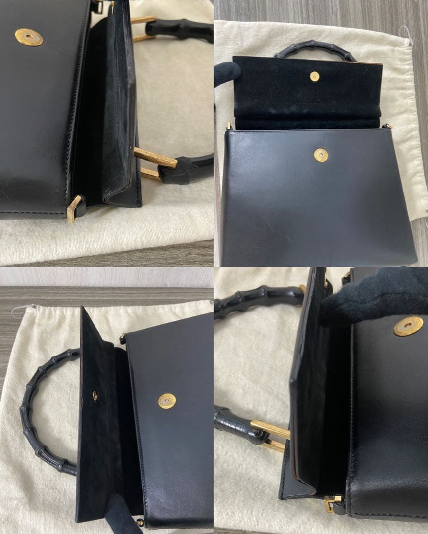 GUCCI ハンドバッグ　バンブー　レザー　ブラック　手持ち　フォーマル　保存袋