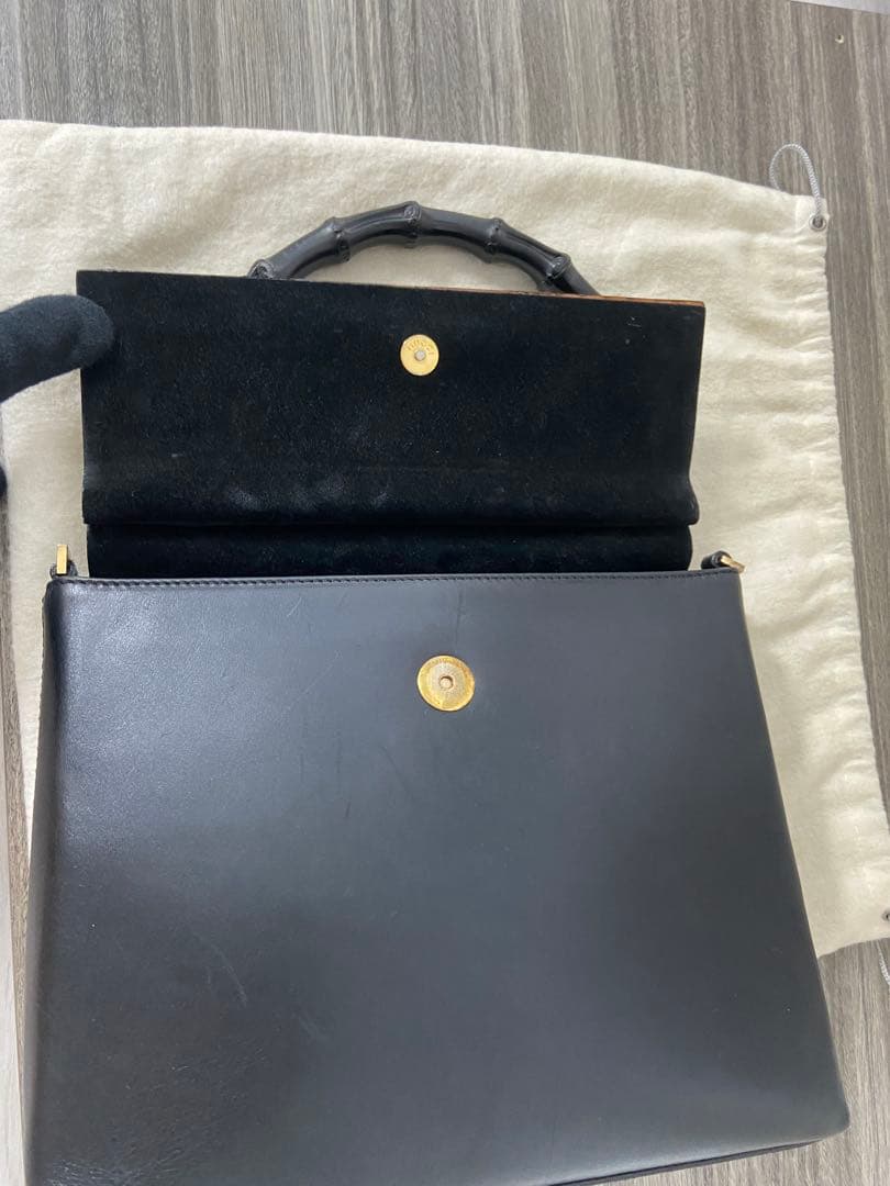 GUCCI ハンドバッグ　バンブー　レザー　ブラック　手持ち　フォーマル　保存袋