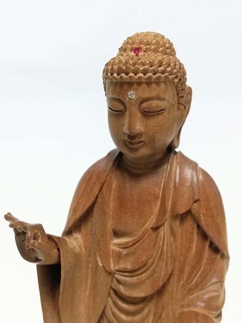 阿弥陀如来立像 5寸 像のみ #662 ◇白檀 木彫 仏像 - メルカリ