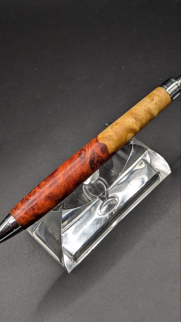 463ペン工房翌檜 特上 本花梨 紅白 瘤杢 木軸シャーペン ボールペン