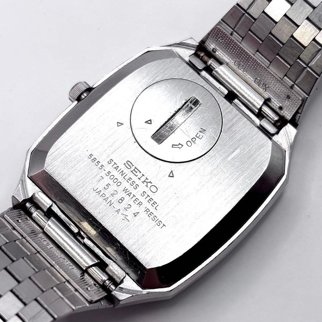 新品電池 稼働品 SEIKO キングクォーツ スクエア デイト メンズ