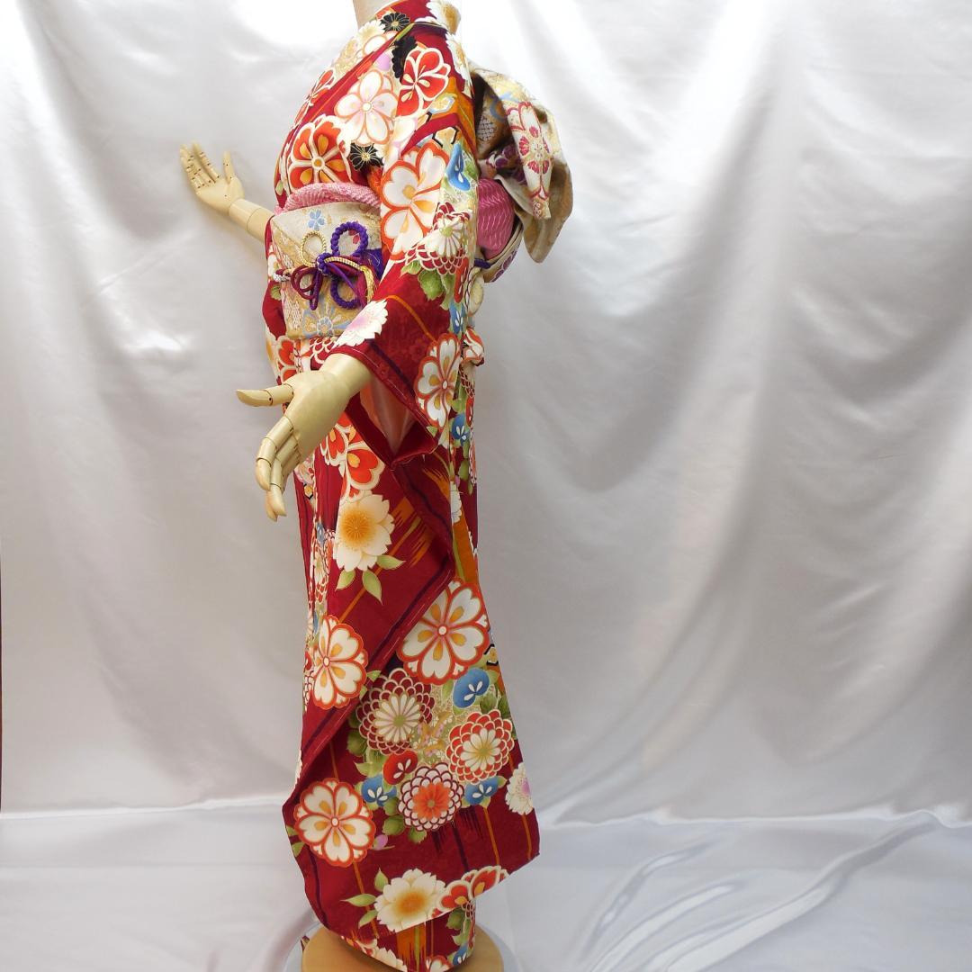 未使用品☆洗える振袖 振袖フルセット ポリ 成人式 振袖 M～Lサイズ