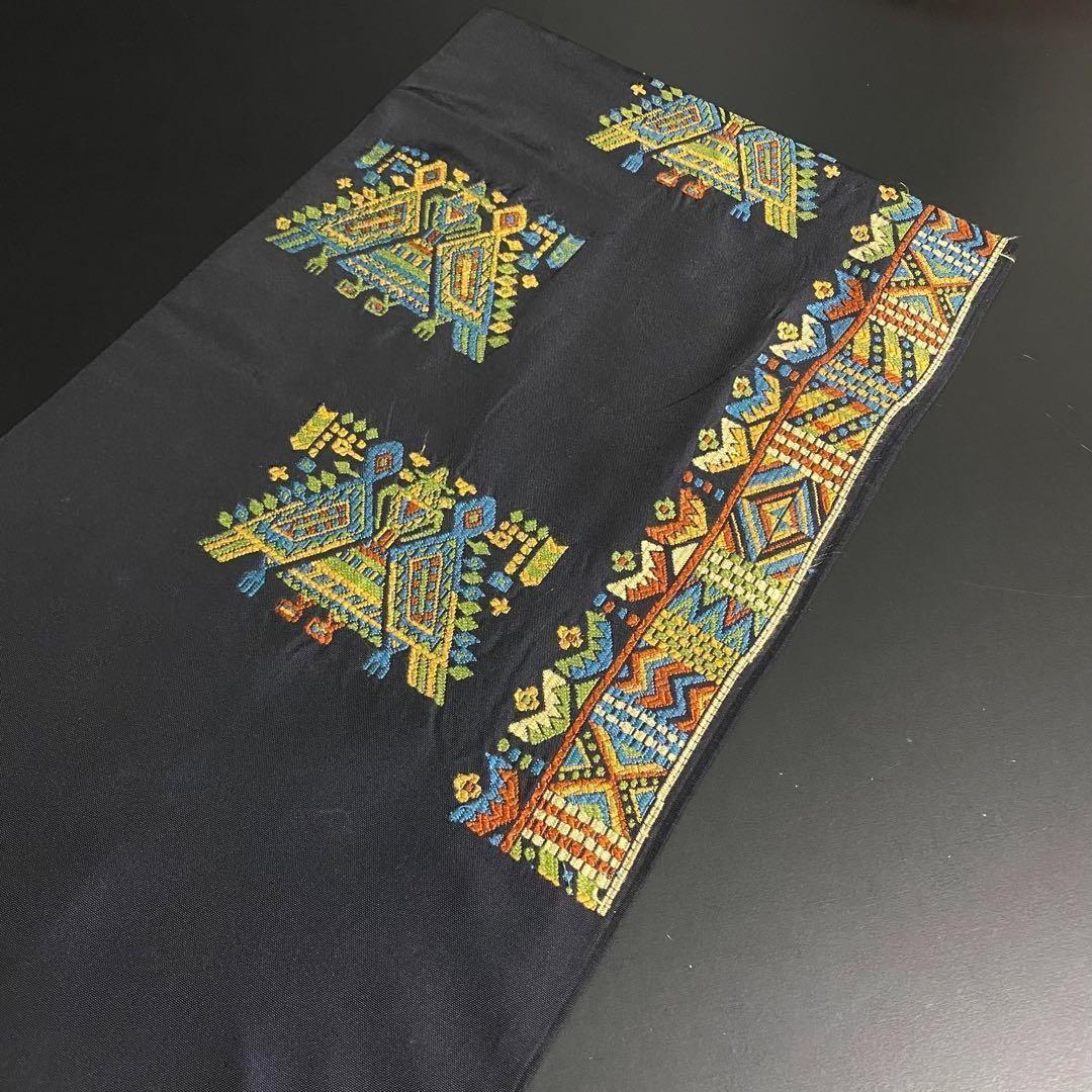 本草木柿渋染 伝統工芸士福本久人 袋帯 六通柄 正絹 花唐草 未使用 イ6371