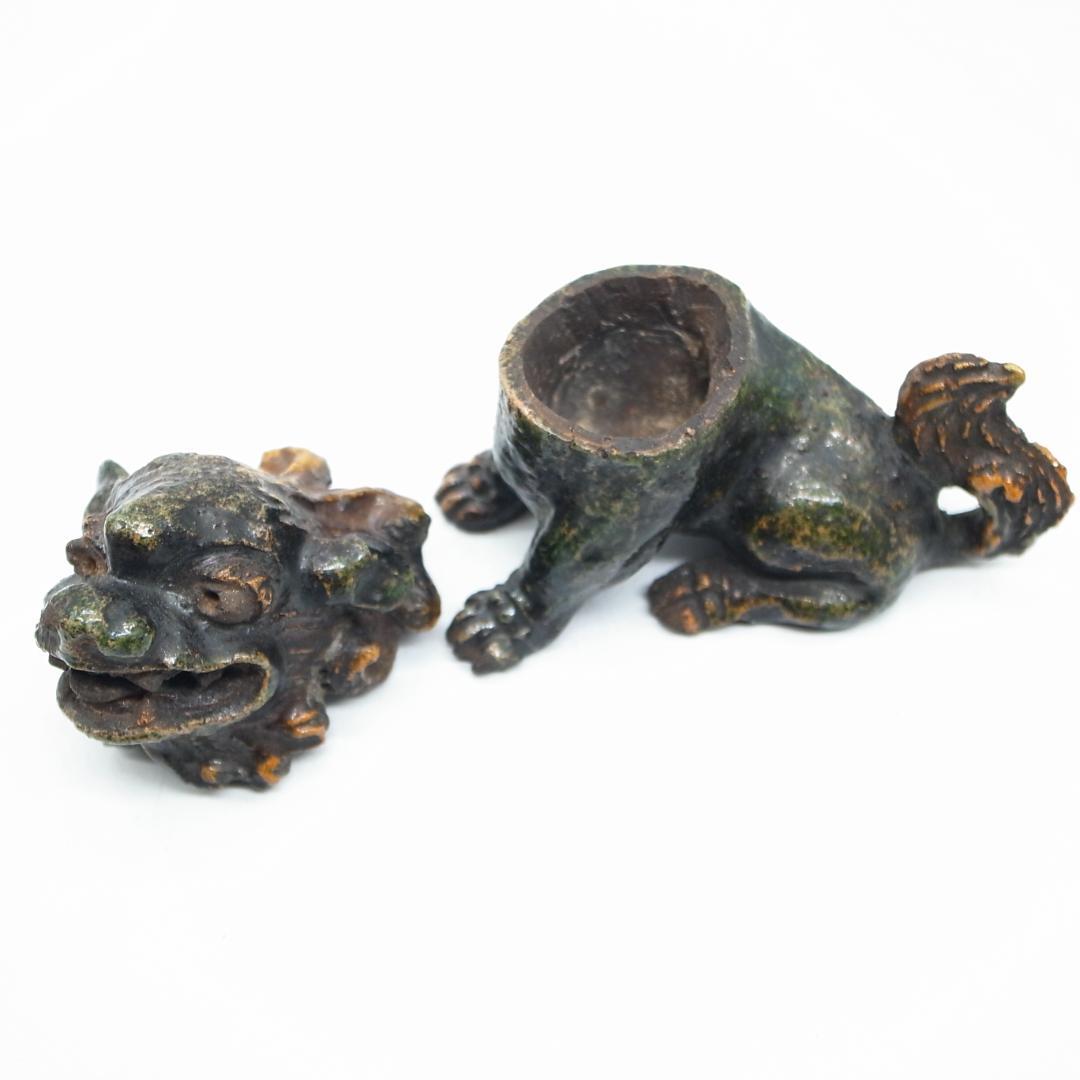 源内焼獅子香炉銘鳩渓