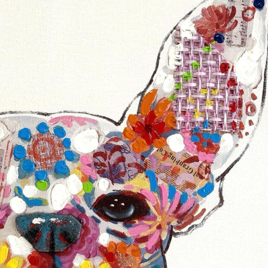 【リビングハウス】カラフルな犬のポップアート絵画60×60