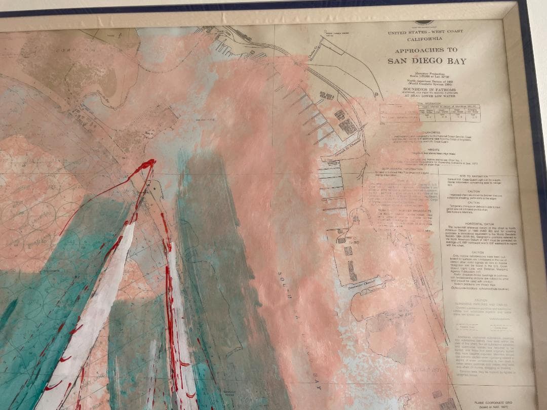 ケリー・ハーレム サンディエゴベイ（オリジナル原画）額枠 約1400