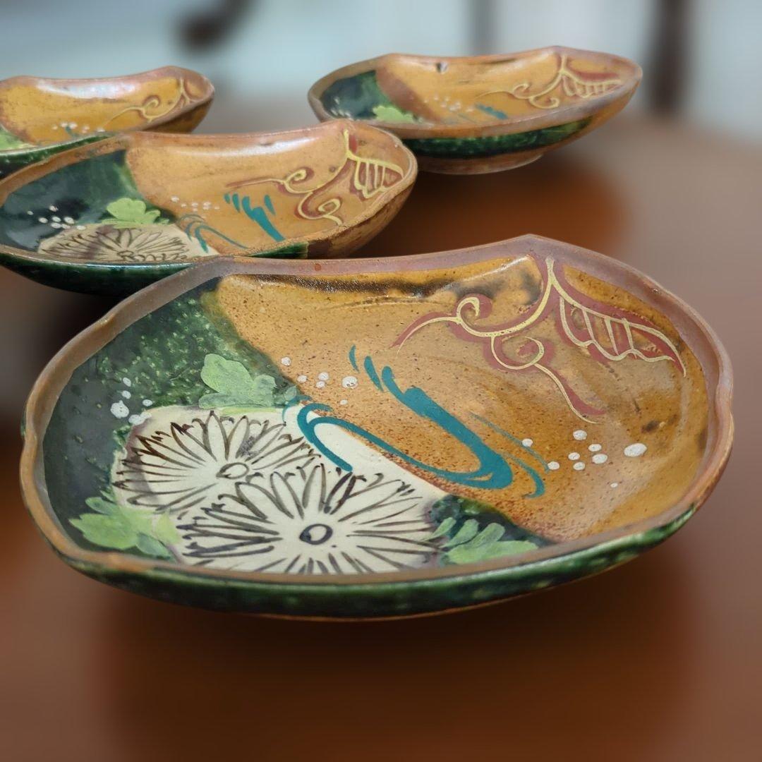 骨董 向付 菊に水流 皿 陶器 取り皿 アンティーク 5枚〜