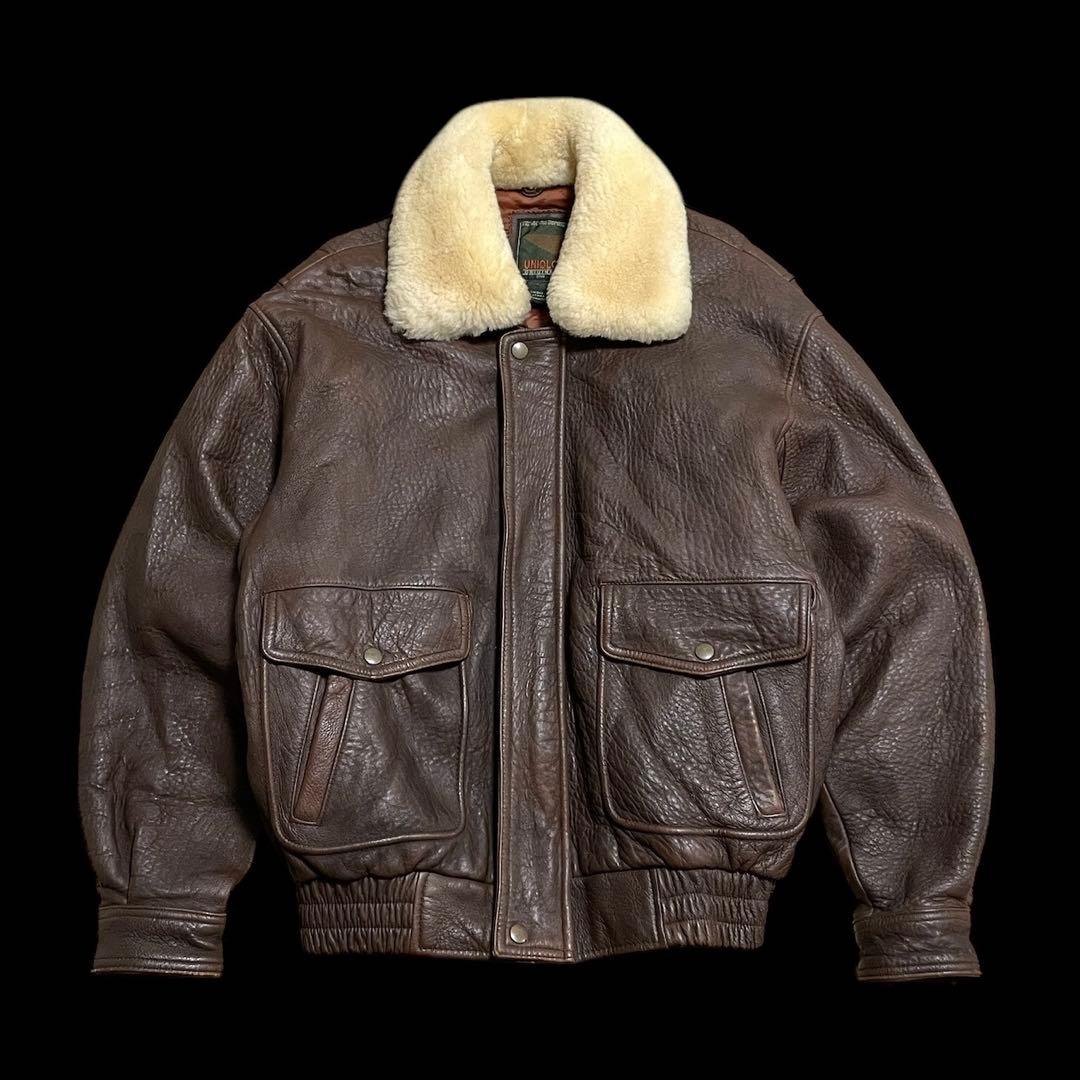 80s OLD UNIQLO G-1 レザー フライト ジャケット L ブラウン - メルカリ