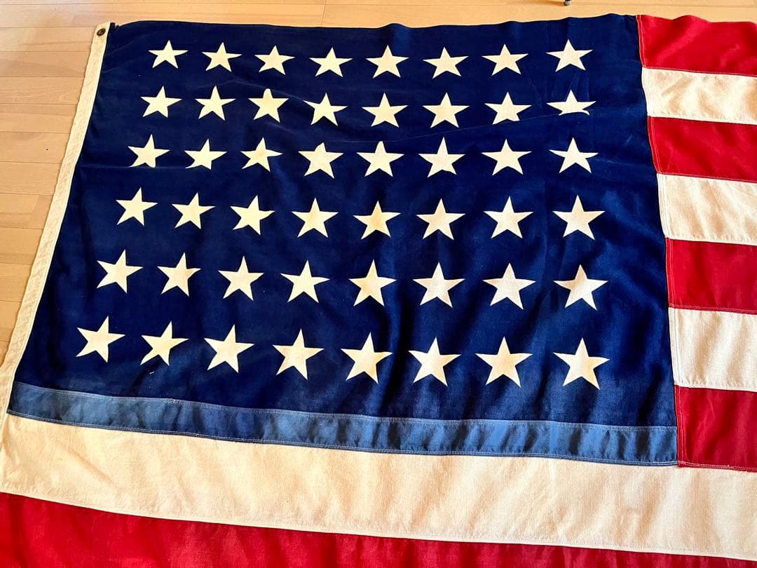 オリジナル40'sビンテージ48スター特大星条旗バナーレアツートン