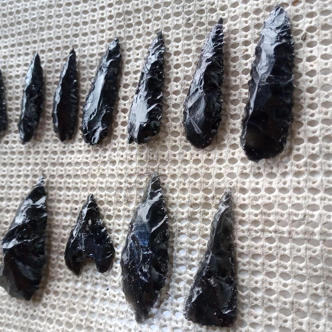 値下げ 槍~鏃 12器 石器 291 模写 黒曜石 サンプル セット