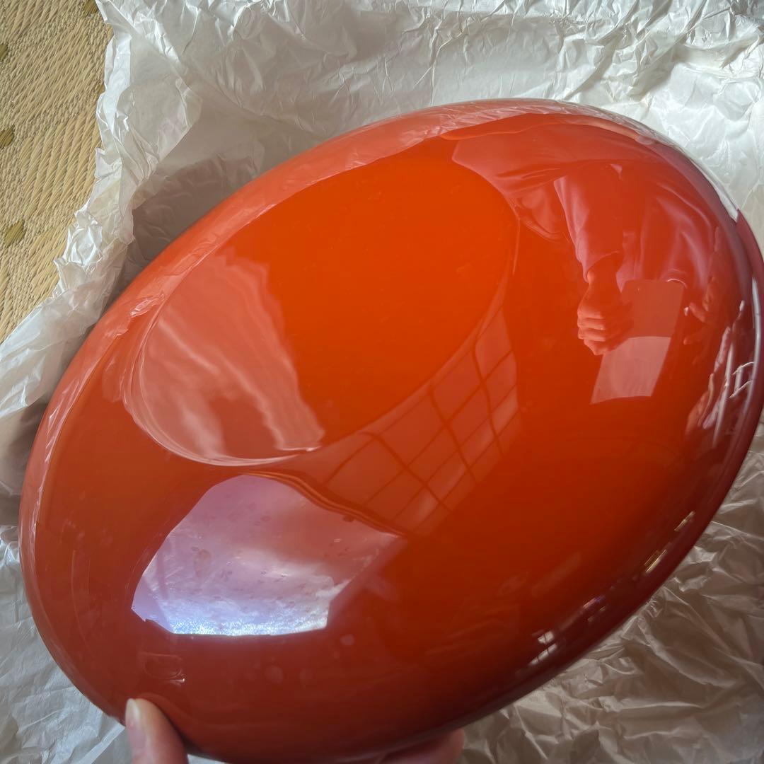 漆器 平皿 オレンジ色 箱付き