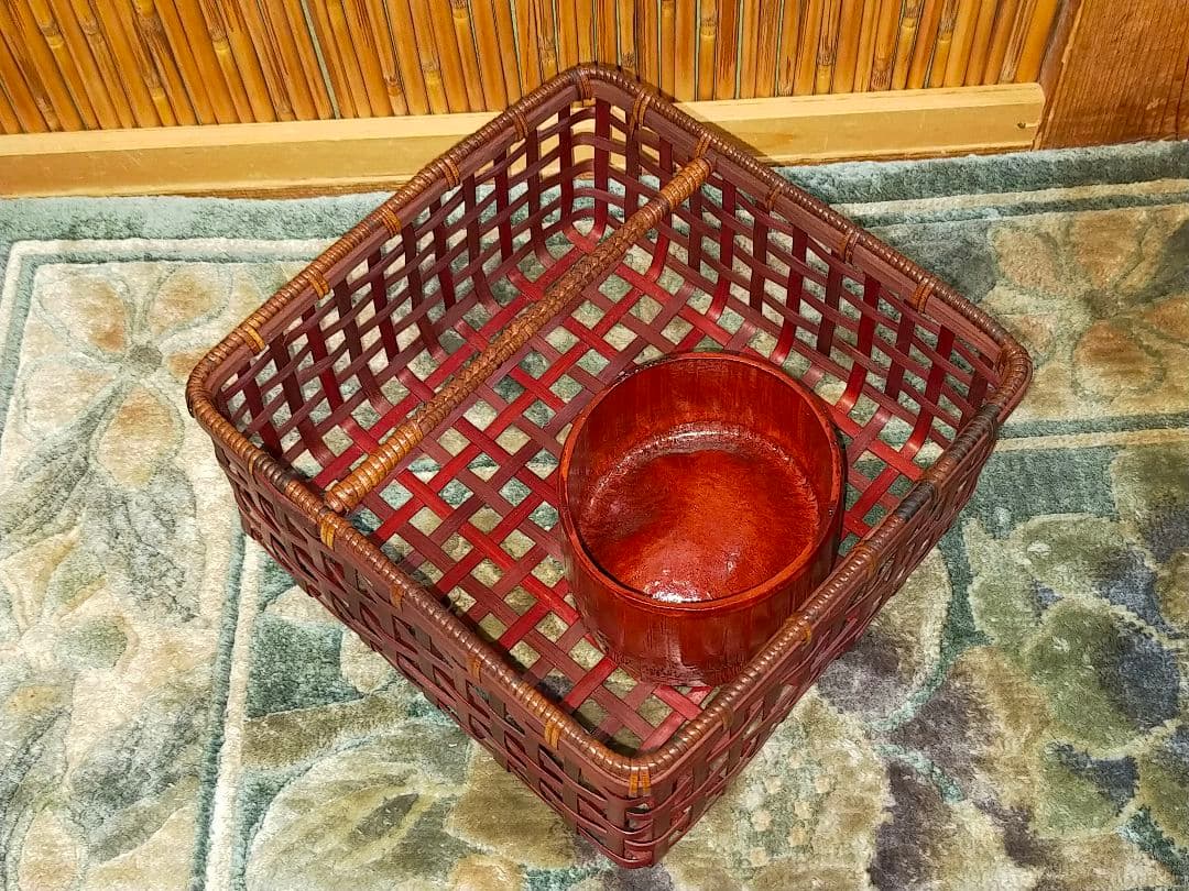 ♥未使用♥ 安藤竹良斎 ♥ みちくさ篭 花籠 共箱付き