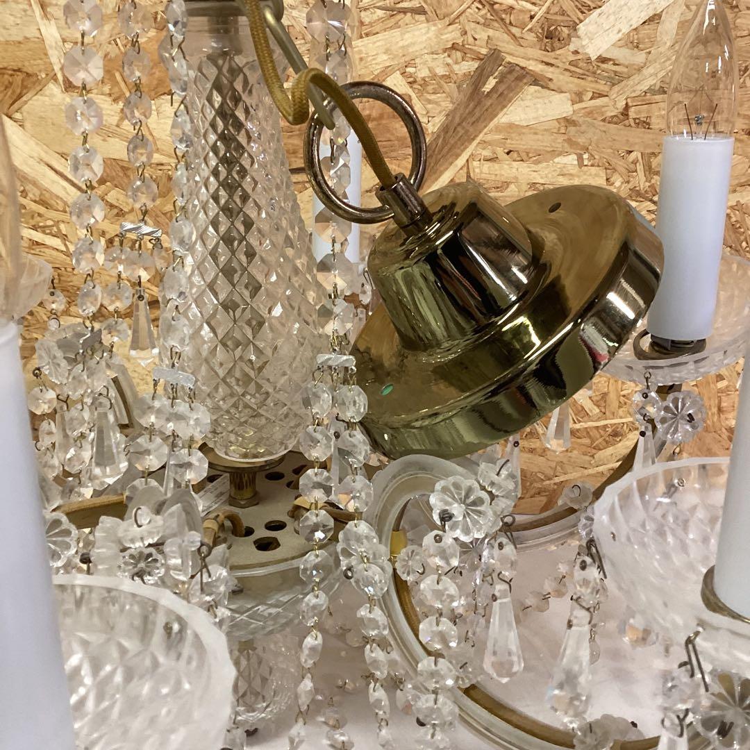 ヤマギワ クリスタルビーズの6灯 アンティーク シャンデリア 100V