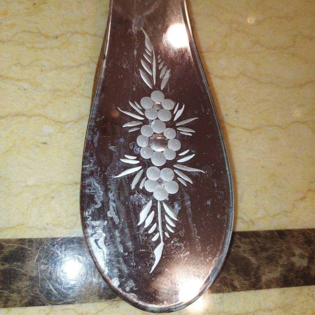 【アンティーク手鏡】イタリア製ベネチアングラス　ピンクのお花装飾